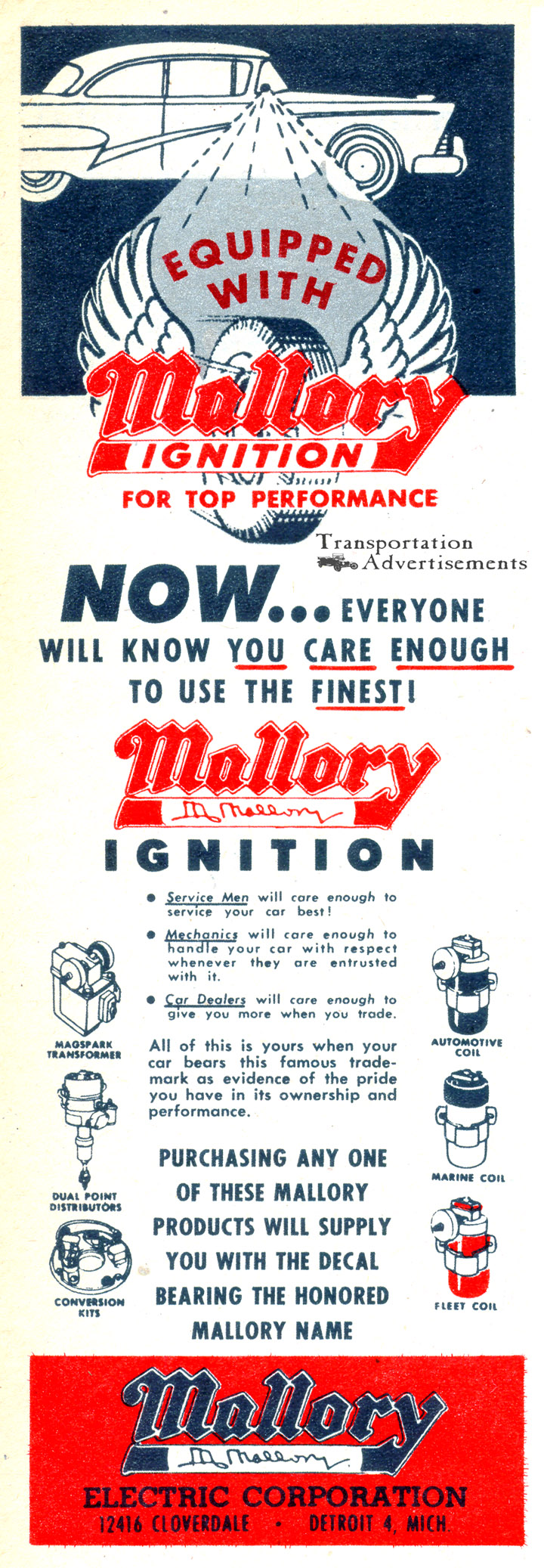 1958 Mallory Ignition advertisement
