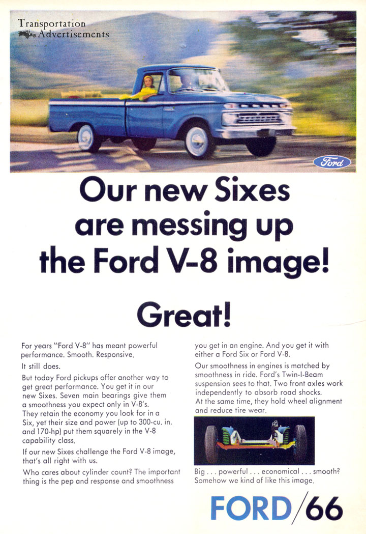 1966 Ford Trucks Six Cylinder advertisement ford advertisements