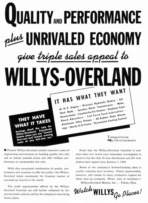1939 Willys-Overland advertisement