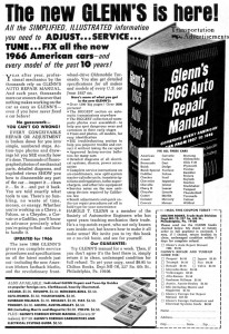 1966 Glenn's Auto Repair Manual Advertisement