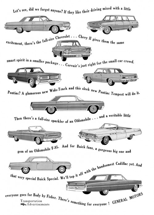 1963 General Motors line up advertisement