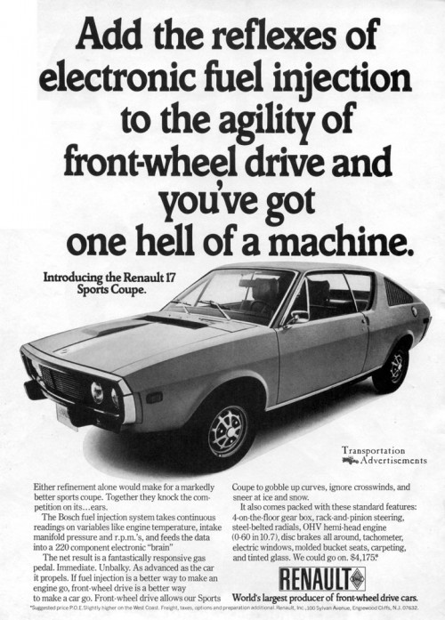 1973 Renault 17 Sports Coupe advertisement